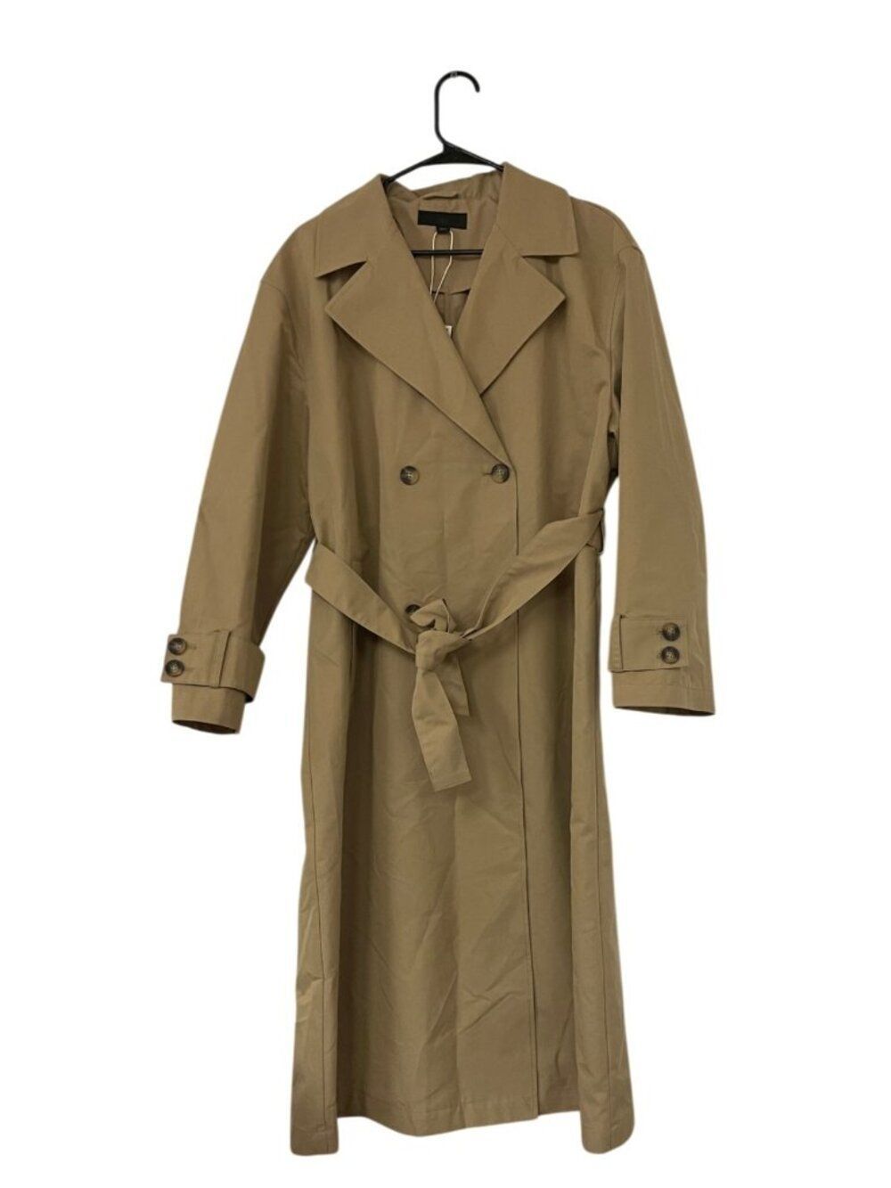 Zara Womens Long Trench Coat Size M Tan Double Breasted Belted 8372/277 NWT